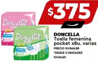 Supermayorista Vital DONCELLA Toalla femenina pocket x 8u oferta