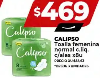 Supermayorista Vital CALIPSO Toalla femenina normal c.liq. c/alas x 8u oferta