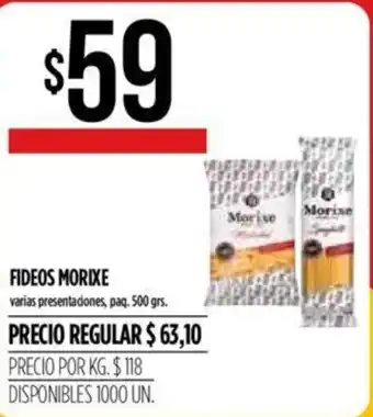Supermercados Vea Morixe Fideos 500grs. oferta