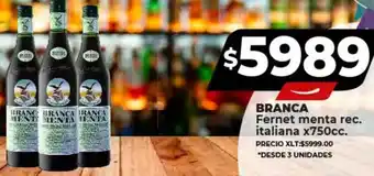 Supermayorista Vital BRANCA Fernet menta rec. italiana x 750cc oferta