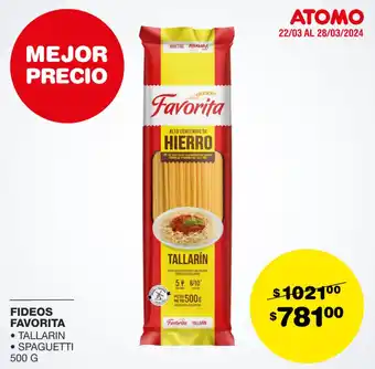 Atomo Conviene FIDEOS FAVORITA 500G oferta