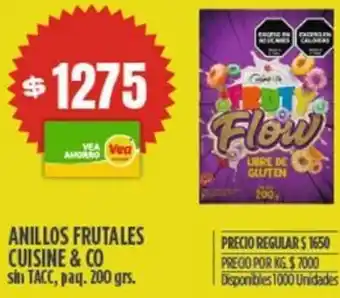 Supermercados Vea ANILLOS FRUTALES CUISINE & CO sin TACC, paq. 200gr oferta
