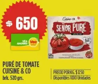 Supermercados Vea PURÉ DE TOMATE CUISINE & CO brk. 520gr oferta