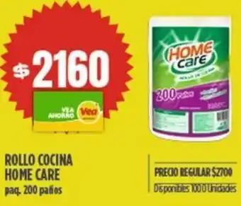 Supermercados Vea ROLLO COCINA HOME CARE paq. 200 paños oferta