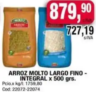 Maxiconsumo ARROZ MOLTO LARGO FINO - INTEGRAL x 500gr oferta