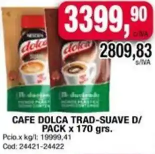 Maxiconsumo CAFE DOLCA TRAD-SUAVE D/ PACK x 170gr oferta