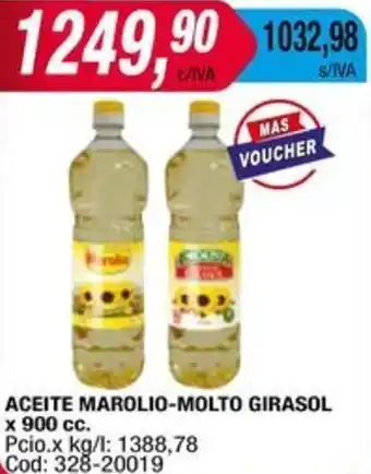 Maxiconsumo ACEITE MAROLIO-MOLTO GIRASOL x 900cc oferta