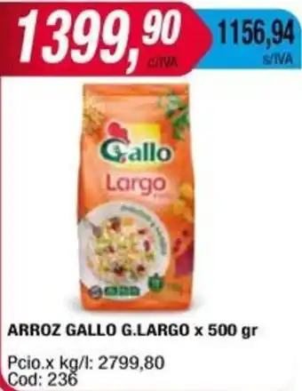 Maxiconsumo ARROZ GALLO G.LARGO x 500gr oferta