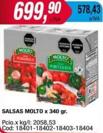 Maxiconsumo SALSAS MOLTO x 340gr oferta