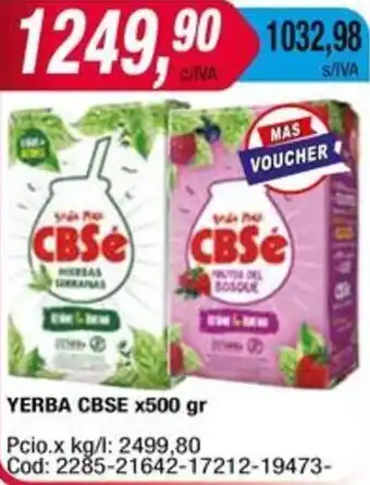 Maxiconsumo YERBA CBSE x 500gr oferta