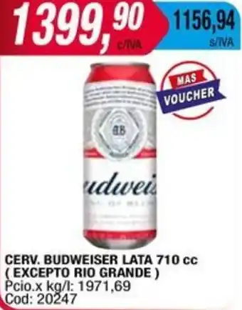 Maxiconsumo CERV. BUDWEISER LATA 710cc oferta