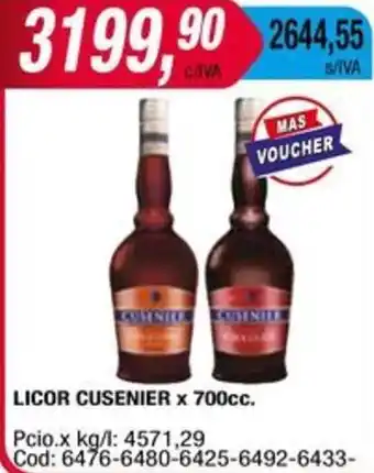 Maxiconsumo LICOR CUSENIER x 700cc oferta