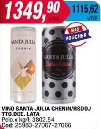 Maxiconsumo VINO SANTA JULIA CHENIN/RSDO./ TTO.DCE. LATA oferta
