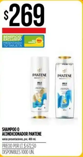 Supermercados Vea Pantene Shapoo O Acondicionador 400ml oferta