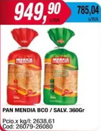 Maxiconsumo PAN MENDIA BCO / SALV. 360gr oferta