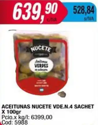 Maxiconsumo ACEITUNAS NUCETE VDE.N.4 SACHET X 100gr oferta