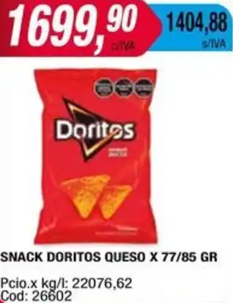 Maxiconsumo SNACK DORITOS QUESO X 77/85GR oferta