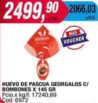 Maxiconsumo HUEVO DE PASCUA GEORGALOS C/ BOMBONES X 145GR oferta