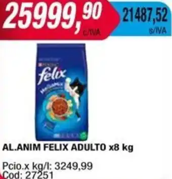 Maxiconsumo AL.ANIM FELIX ADULTO x 8kg oferta