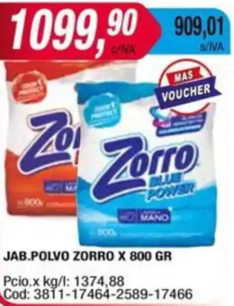 Maxiconsumo JAB.POLVO ZORRO X 800GR oferta