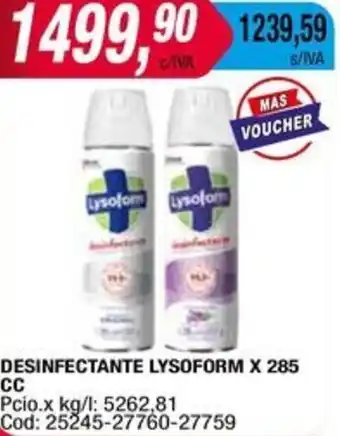 Maxiconsumo DESINFECTANTE LYSOFORM x 285cc oferta