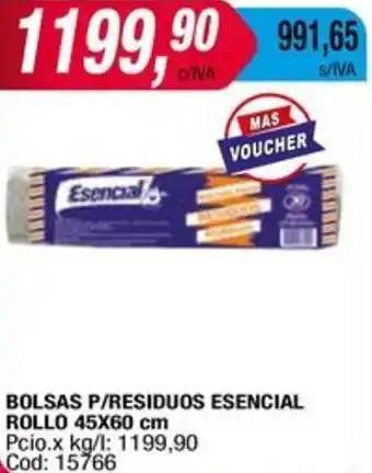 Maxiconsumo BOLSAS P/RESIDUOS ESENCIAL ROLLO 45X60cm oferta