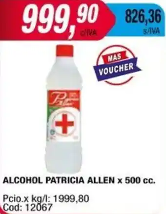 Maxiconsumo ALCOHOL PATRICIA ALLEN x 500cc oferta