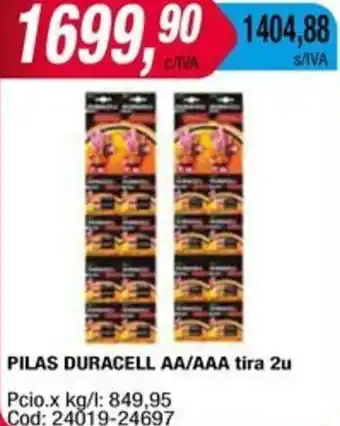 Maxiconsumo PILAS DURACELL AA/AAA tira 2u oferta