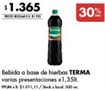 Disco Bebida a base de hierbas TERMA varias presentaciones x1,35lt oferta