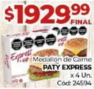 Diarco Medallón de Carne PATY EXPRESS x 4un oferta