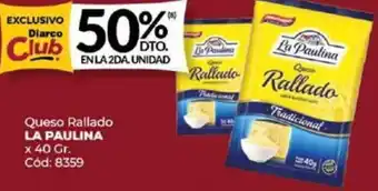 Diarco Queso Rallado LA PAULINA x 40gr oferta