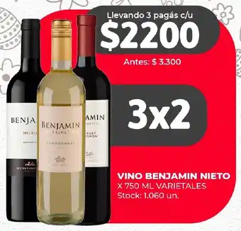 Supermercados Tadicor VINO BENJAMIN NIETO X 750 ML VARIETALES oferta