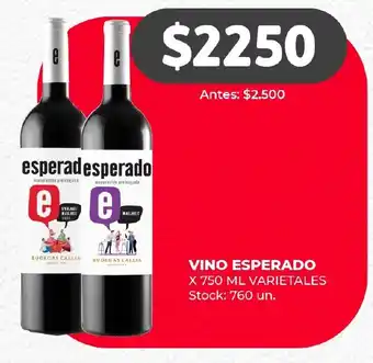 Supermercados Tadicor VINO ESPERADO X 750 ML VARIETALES oferta