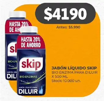 Supermercados Tadicor JABÓN LÍQUIDO SKIP BIO ENZIMA PARA DILUIR X 500 ML oferta