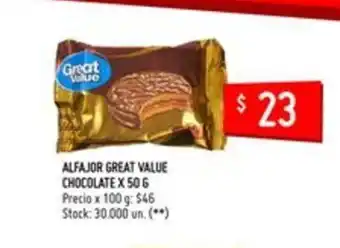 Changomas Great Value Alfajor Chocolate x 50g oferta