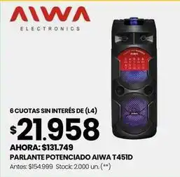 Changomas Aiwa - parlante potenciado t451d oferta