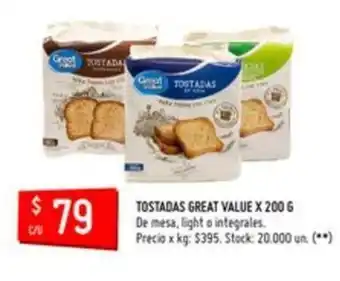 Changomas Great Value Tostadas x 200g oferta
