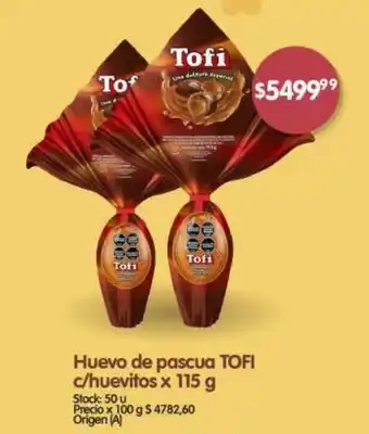 Supermercados Buenos Días Huevo de pascua TOFI c/huevitos x 115 g oferta
