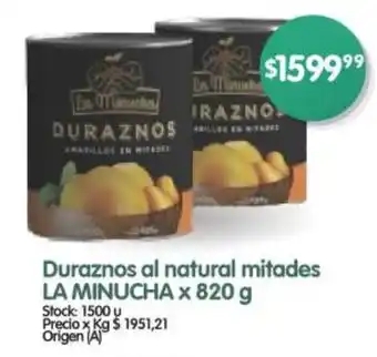 Supermercados Buenos Días Duraznos al natural mitades LA MINUCHA x 820 g oferta