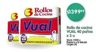 Supermercados Buenos Días Rollo de cocina VUAL 40 paños x 3u oferta