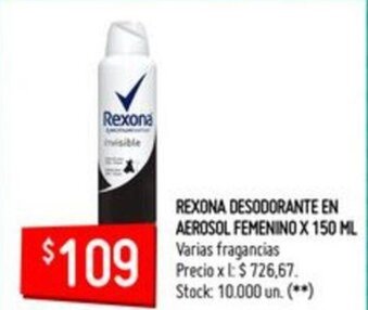 Changomas Rexona Desodorante En Aerosol Femenino x 150ml oferta
