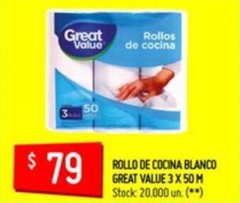 Changomas Great Value Rollo De Cocina Blanco 3 x 50m oferta