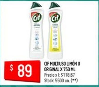 Changomas Cif Multiuso Limón U Original x 750ml oferta