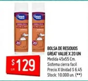 Changomas Great Value Bolsa De Residuos x 20un oferta