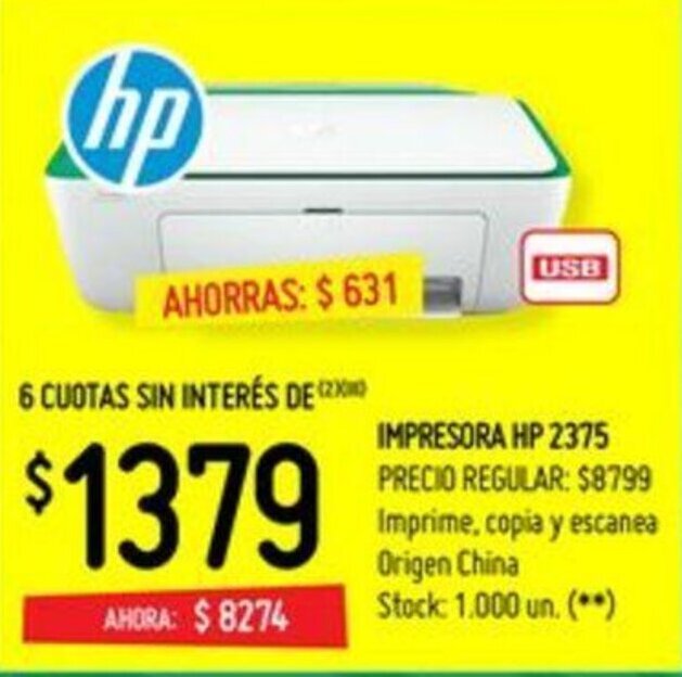 Impresora HP 2375 oferta en Changomas