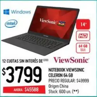 Changomas Viewsonic Notebook Celeron 64 GB oferta