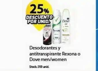 Supermercados Damesco Rexona Desodorantes Y Antitranspirante O Dove Men/women oferta