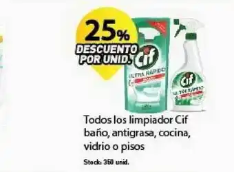 Supermercados Damesco Cif Todos los limpiador baño, antigrasa, cocina, vidrio o pisos oferta