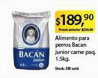 Supermercados Damesco Bacan Alimento para perros junior carne paq. 1,5kg oferta