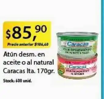 Caracas Atún desm. en aceite o al natural Lta. 170gr